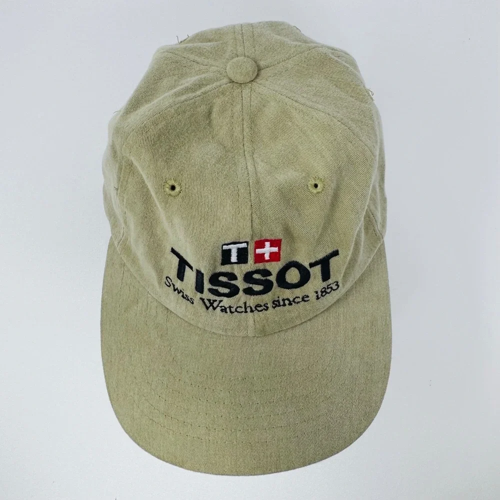 Tissot Swiss Watches Since 1853 Embroidered Khaki Tan Cotton Strapback Dad Hat